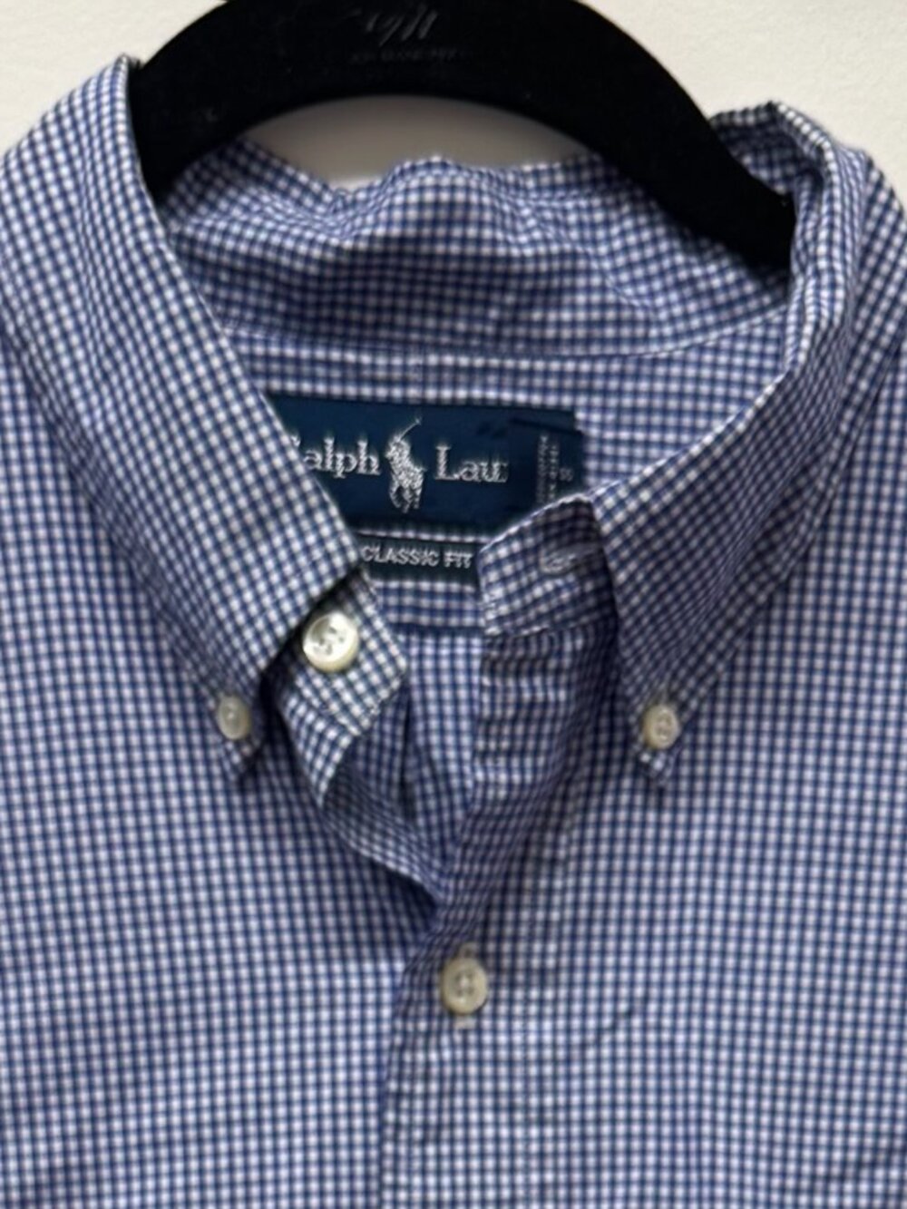 Polo Ralph Lauren Blue Gingham Preppy Short Sleeve Classic Fit Shirt 17 / XL